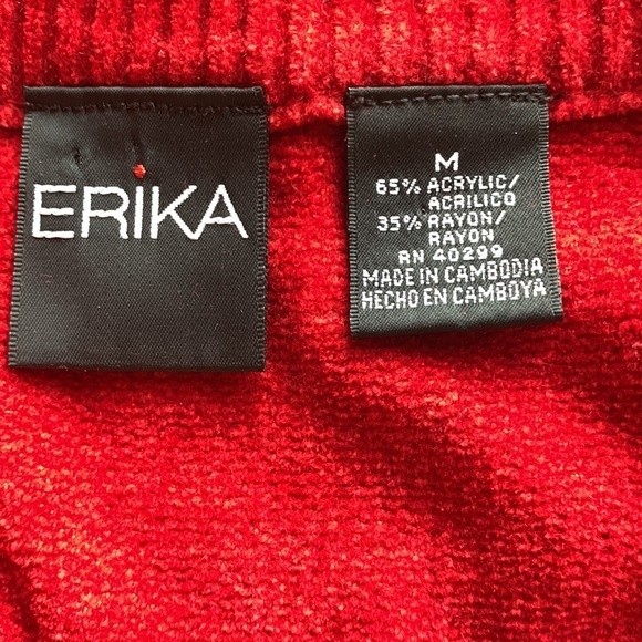 Erika Red Knit Sweater with Bow Detail. Long Sleeve. Elegant & Unique. Medium - Picture 5 of 9